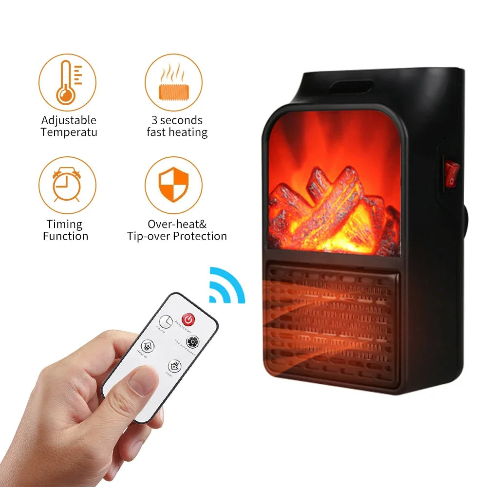 Purilite Select Portable 3D Flame Space Heater – Wall-Mounted Electric Heater with Remote Control - PuriLite