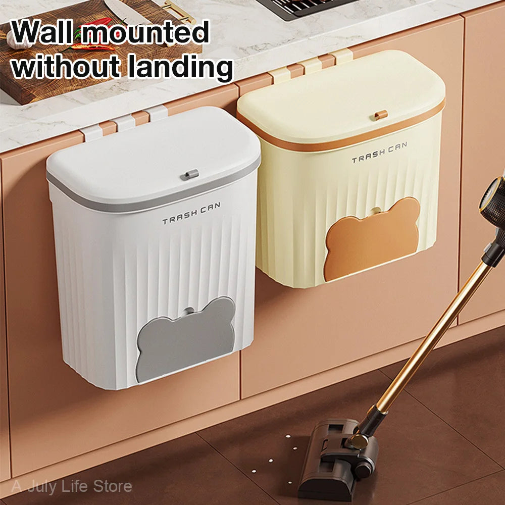Purilite Select Wall Mounted Kitchen Trash Can with Lid - 8.5L/12L Under Sink Wastebasket for Bathroom and Cabinet Use - PuriLite