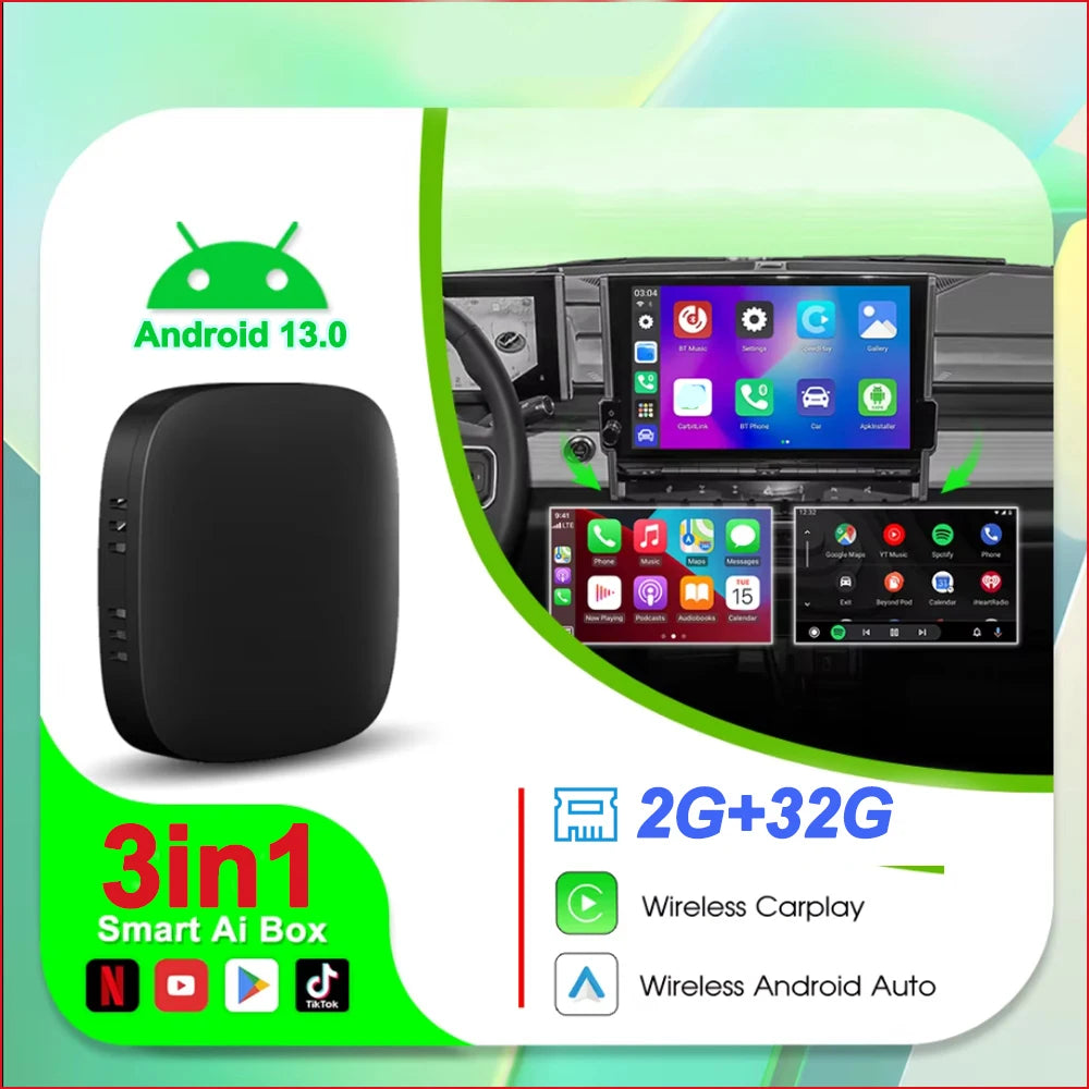 Android 13 TV Box Smart CarPlay Ai Box Wifi Wireless Android Auto Built-in Play Store For YouTube Netflix OEM CarPlay Cars - PuriLite