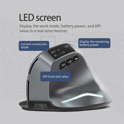 🖱️ Purilite Select Bluetooth Vertical Wireless Mouse with OLED Screen & RGB Lighting - PuriLite