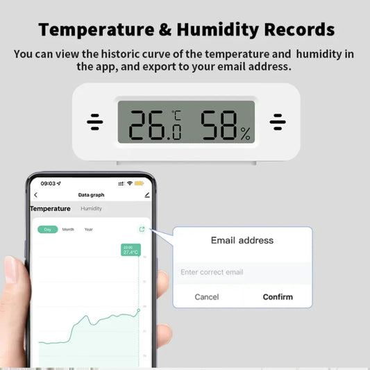 Tuya WiFi Mini Temperature Humidity Smart Home Thermometer Hygrometer w/ App Remote, Alarm, Google Home, Yandex, Alexa. - PuriLite