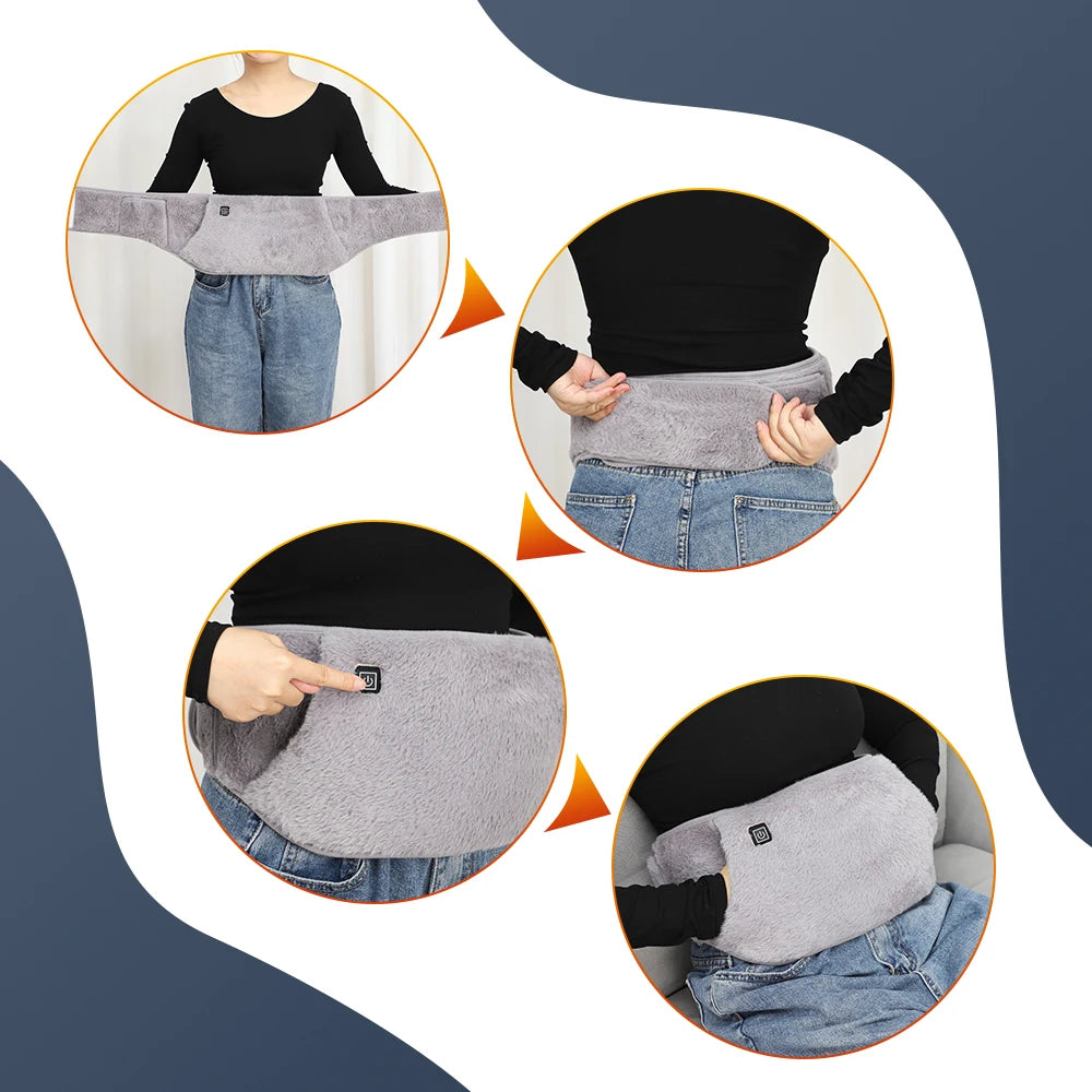 Calentador de manos con cinturón calefactor eléctrico USB, calentador de invierno, terapia de compresión caliente, cintura Abdominal, Lumbar, Menstrual, almohadilla calentadora de útero - PuriLite