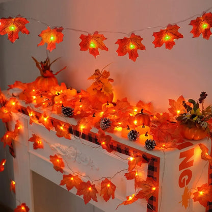 Purilite Select Maple Leaf String Lights – USB/Battery Powered | 10/20/40 LED Waterproof Lights for Halloween, Thanksgiving & Autumn Décor - PuriLite