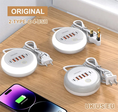 50W Power Strip Multi Port USB C Socket Type C Fast Charging Wall Charger USB Adapter For iPhone12 13 Quick Mobile Phone Charger - PuriLite