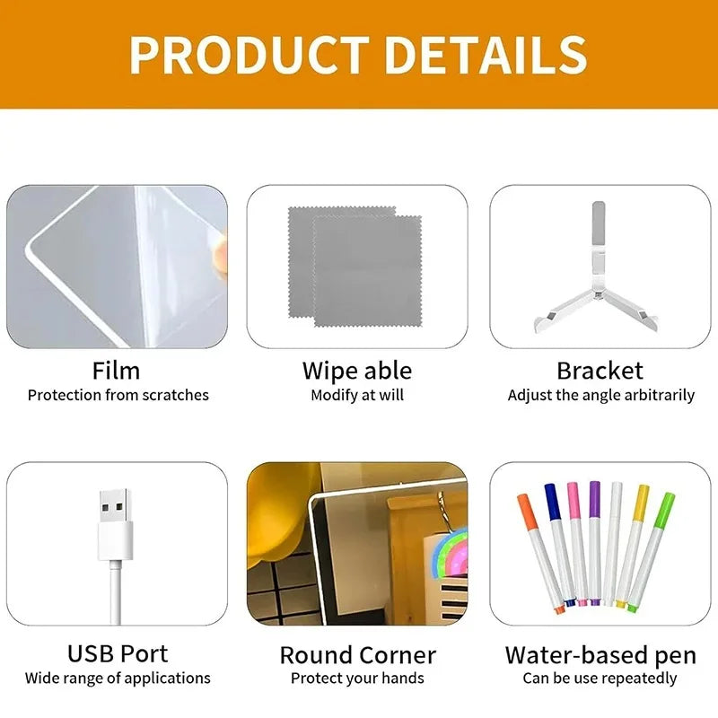 Purilite Select – Creative LED Note Board Night Light USB Rewritable Message Board with Warm Soft Light - PuriLite