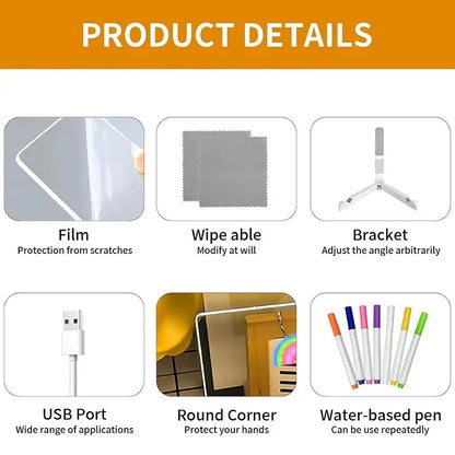 Purilite Select – Creative LED Note Board Night Light USB Rewritable Message Board with Warm Soft Light - PuriLite