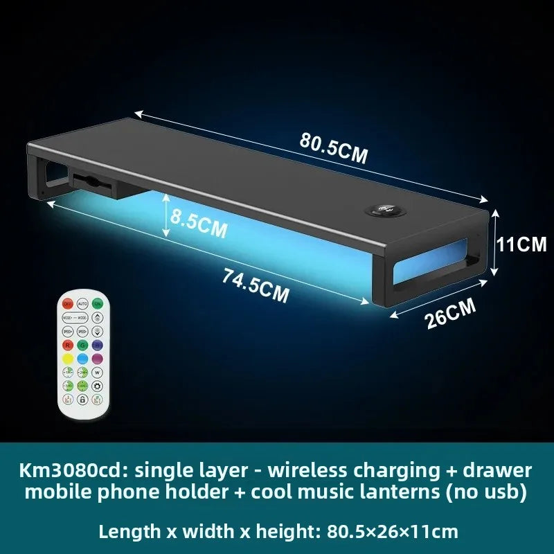 🖥️ Purilite Select™ Metal Monitor Riser with Dual-Layer Drawer & Wireless Charging - PuriLite