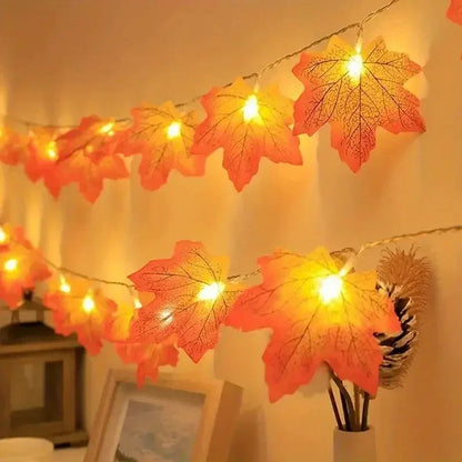 Purilite Select Maple Leaf String Lights – USB/Battery Powered | 10/20/40 LED Waterproof Lights for Halloween, Thanksgiving & Autumn Décor - PuriLite