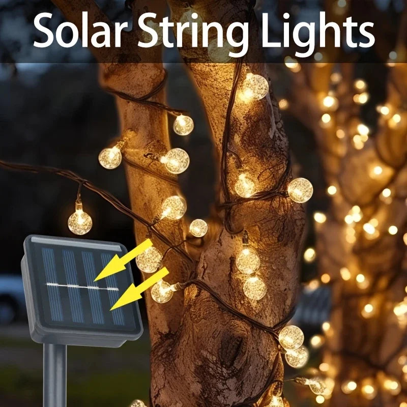 Purilite Select 1-Pack 20/100/200 LED Crystal Globe Solar String Lights – 8 Lighting Modes | Holiday & Halloween Outdoor Decor - PuriLite