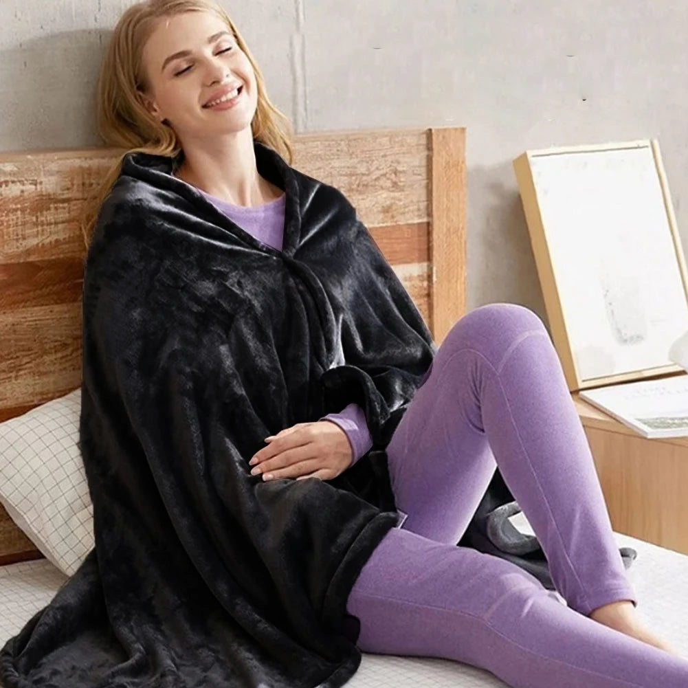 USB Electric Heating Blanket 3 Heating Level Wearable Heated Poncho Throw Blanket 9 Heated Areas Body Warmer  Blanket or Office - PuriLite