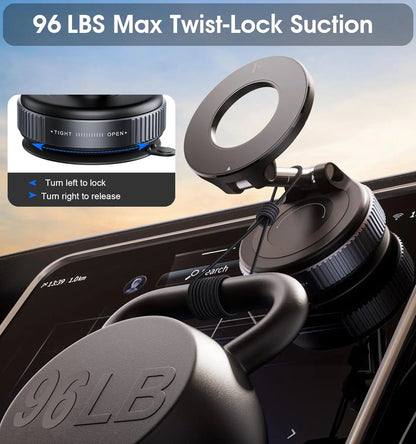 Purilite Select 2026 Upgraded Vacuum Suction Cup Phone Mount – 360° Adjustable Magnetic Holder - PuriLite