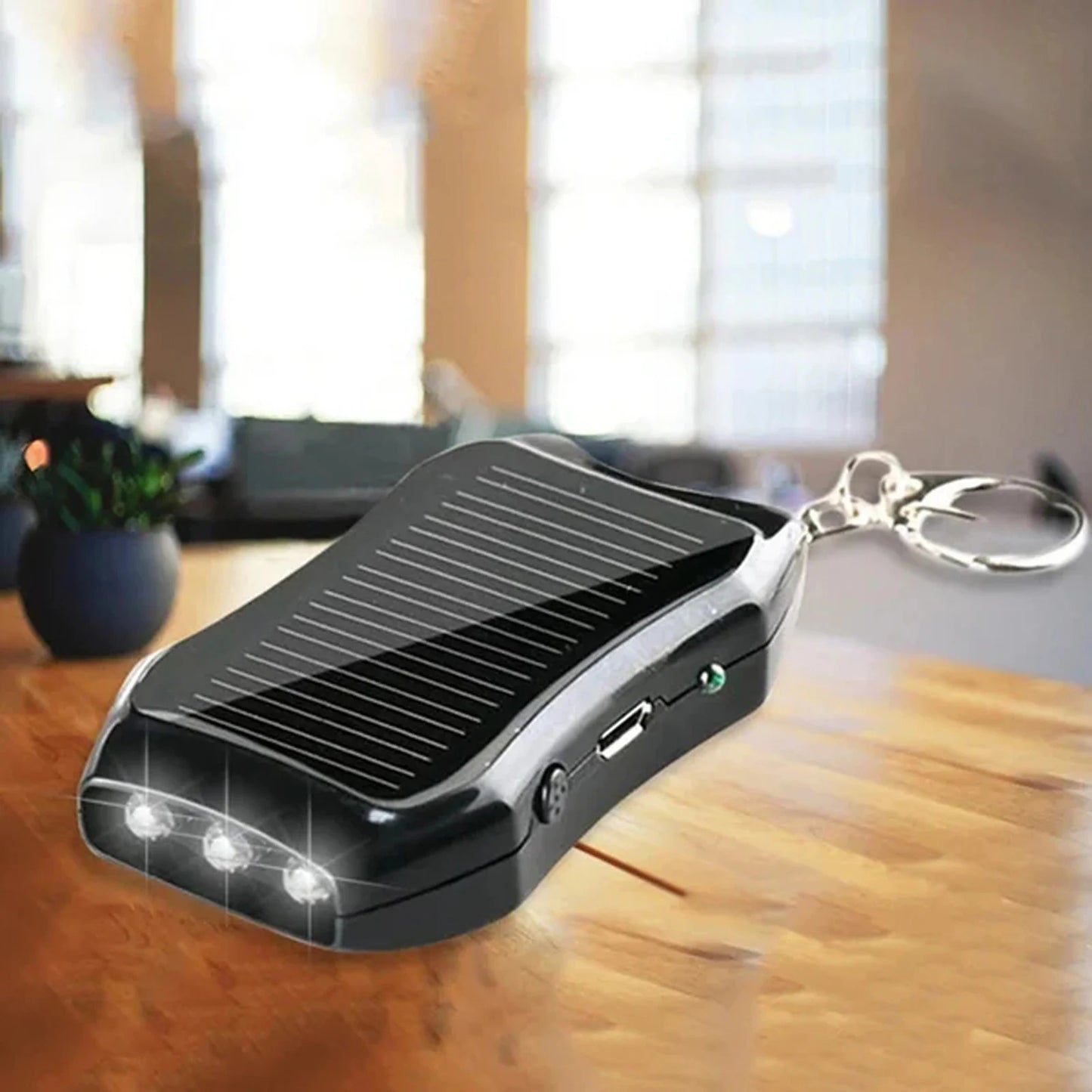 Keychain Cell Phone Backup Power Bank Universal Solar 950mAH Pocket Chargers with 3 LED Light Charging Equipment for Most Device - PuriLite