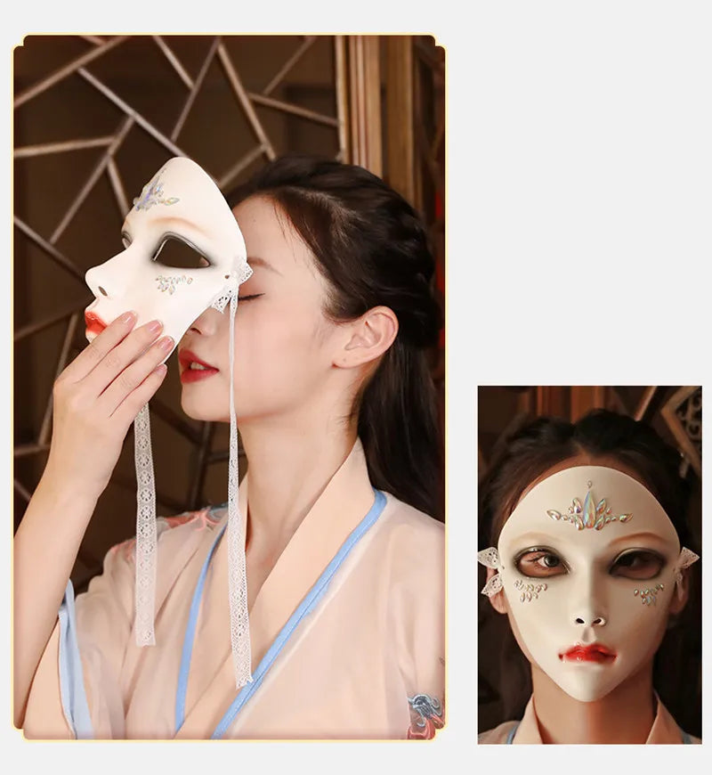 Purilite Select Chinese Style Princess Resin Mask with Diamond Detail Elegant Masquerade & Performance Wear - PuriLite