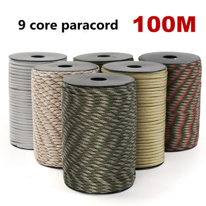 Purilite Select 550 Strength 9-Core Paracord Rope | Heavy Duty Outdoor Camping Survival Utility Cord 30M 50M 100M