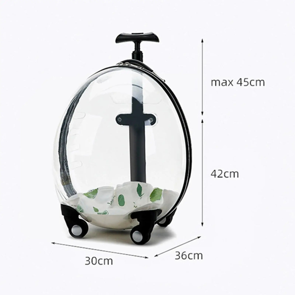 Purilite Select Transparent Pet Carrier Trolley Case – Rolling Cat Backpack Capsule for Travel, Walking & Outdoor Use - PuriLite