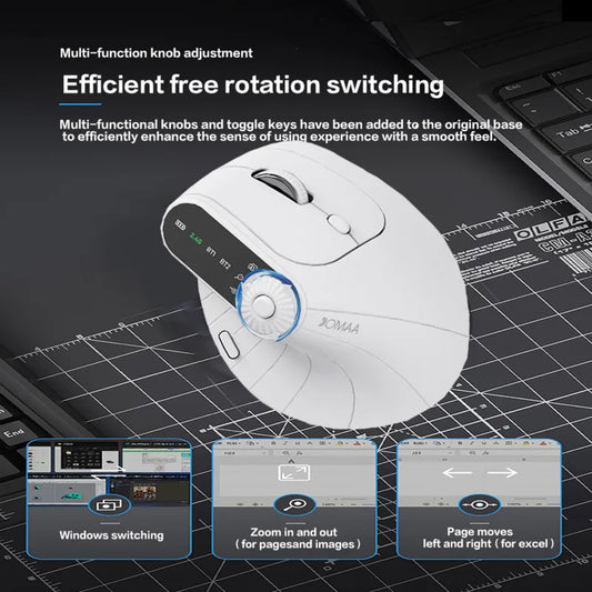🖱️ Purilite Select – Wireless Vertical Ergonomic Mouse with OLED Display & Function Adjustment Knob - PuriLite