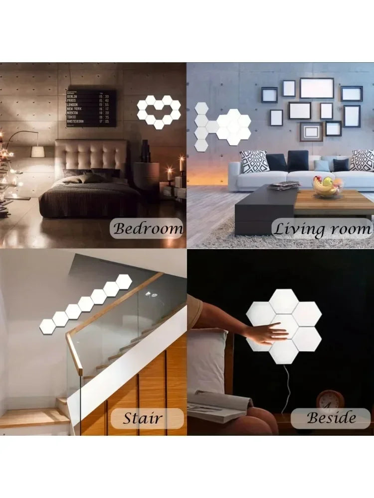 Purilite Select Hexagon LED Wall Lights – 6-Pack White Touch Light – Dimmable Modular Night Lamps – Hexagonal Wall Lights - PuriLite