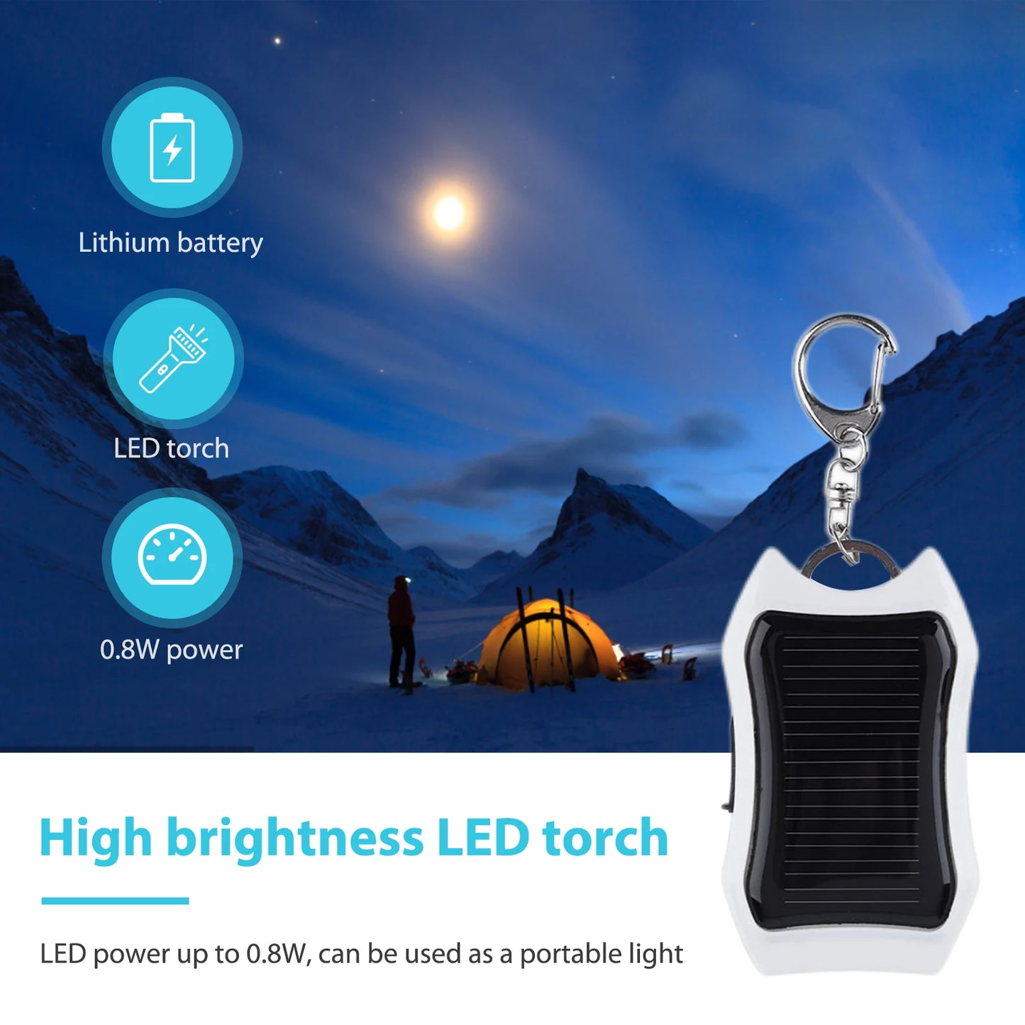 Keychain Cell Phone Backup Power Bank Universal Solar 950mAH Pocket Chargers with 3 LED Light Charging Equipment for Most Device - PuriLite