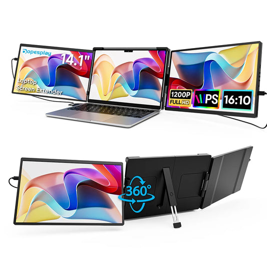 Purilite Select 14.1-Inch Portable Laptop Screen Extender – 1200P FHD IPS Dual Monitor – USB-C Second Display – 360° Rotatable – For 13.3″–17″ Laptops - PuriLite