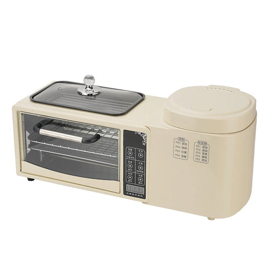 3 In 1 Electric Breakfast Machine Multifunction 1L Rice Cooker 8L Bake Oven Frying Pan Household Bread Pizza Oven Noodles Boiler - PuriLite