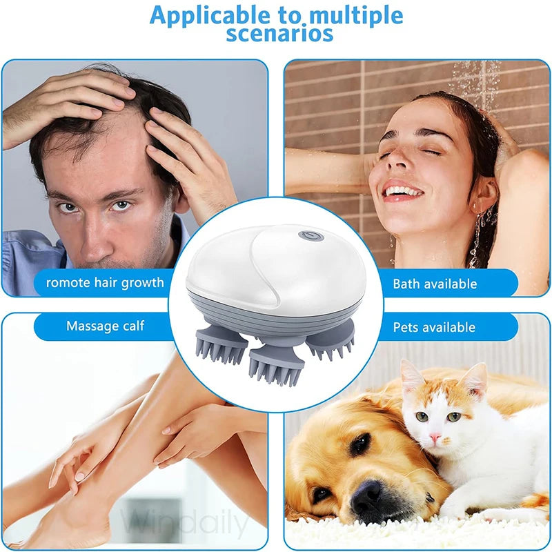 Electric Scalp Head Massager Kneading Vibrating Device Health Care Shoulder Neck Leg Arm Deep Tissue Massage Cat  Pet Massager - PuriLite