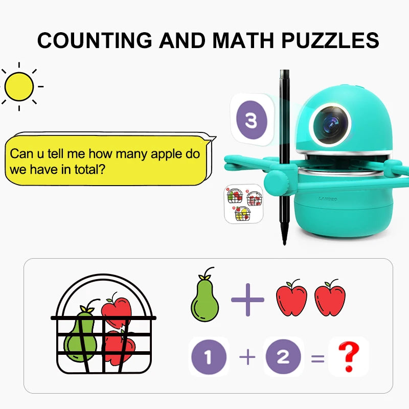 Purilite Select Smart Teaching Robot Toy for Kids – Interactive STEAM Learning Math Robot with Educational Drawing Function and Creative Play Features - PuriLite
