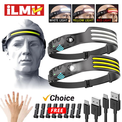 Purilite Select Sensor LED Headlamp with 5 Lighting Modes – Rechargeable Head Torch for Fishing, Camping & Hiking - PuriLite