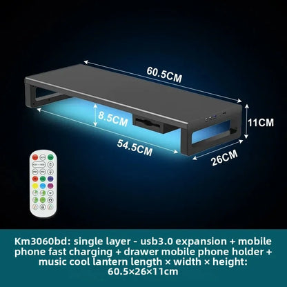 🖥️ Purilite Select™ Metal Monitor Riser with Dual-Layer Drawer & Wireless Charging - PuriLite
