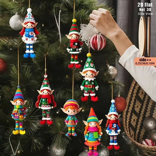 Purilite Select 8pcs Christmas Wooden Elf Ornaments – Festive Hanging Decorations for Tree, Home & Holiday Gifts 2026 - PuriLite