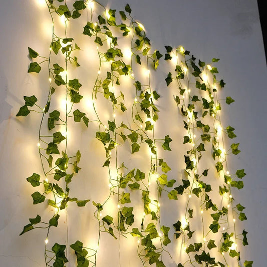 Purilite Select Flower Green Leaf String Lights – Artificial Vine Fairy Lights | Battery Powered Garland for Christmas, Weddings & Home Decor - PuriLite