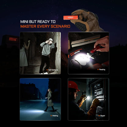 Purilite Select Rechargeable Keychain Flashlight with Dual LED Light, High Medium Low Modes, Compact EDC Light for Camping Work and Travel