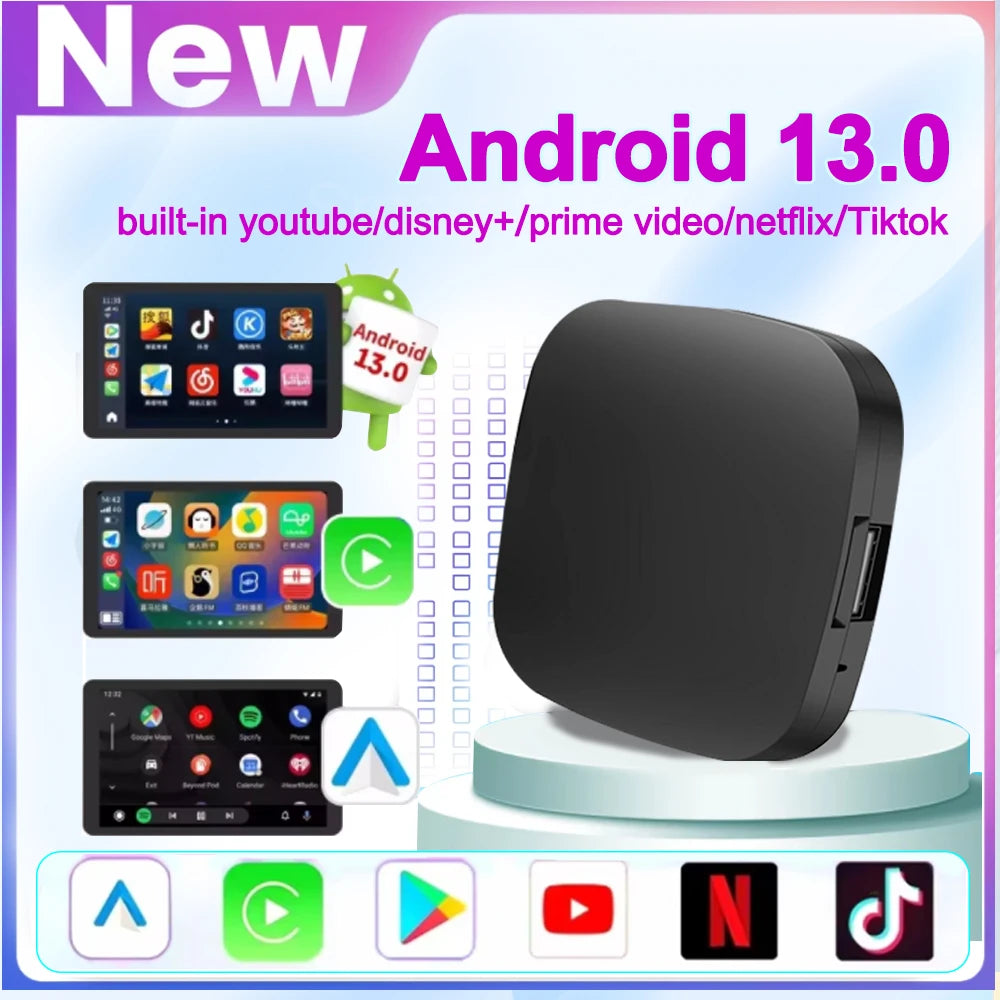Android 13 TV Box Smart CarPlay Ai Box Wifi Wireless Android Auto Built-in Play Store For YouTube Netflix OEM CarPlay Cars - PuriLite