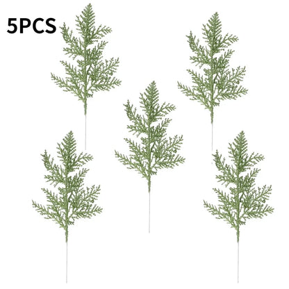 Purilite Select 5Pcs Glitter Artificial Pine Branches – Christmas Gold Leaves Ornament Set | Sparkling Xmas Tree & Home Decoration - PuriLite