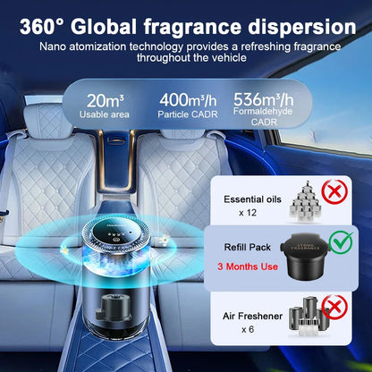 Purilite Select Smart Cloud Mist Car Diffuser – Rechargeable Ultrasonic Air Freshener with 3 Adjustable Levels & Vibration Sensor - PuriLite
