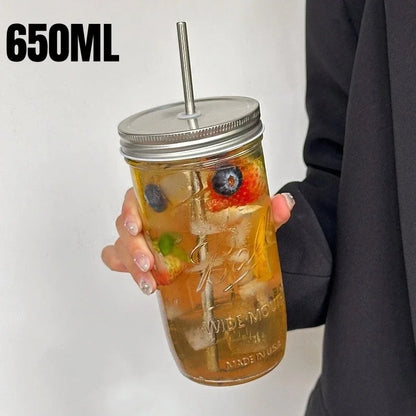Purilite Select™ Ins Style Clear Glass Cup with Straw &amp; Lid – Large Capacity - PuriLite