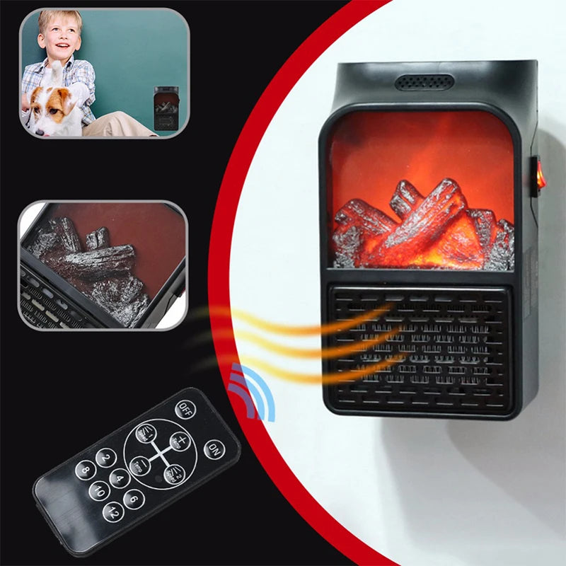 Flame Fireplace Heater Room Portable Electric Heater Plug in Wall Stove Mini Household Radiator Remote Warmer Machine For Winter - PuriLite