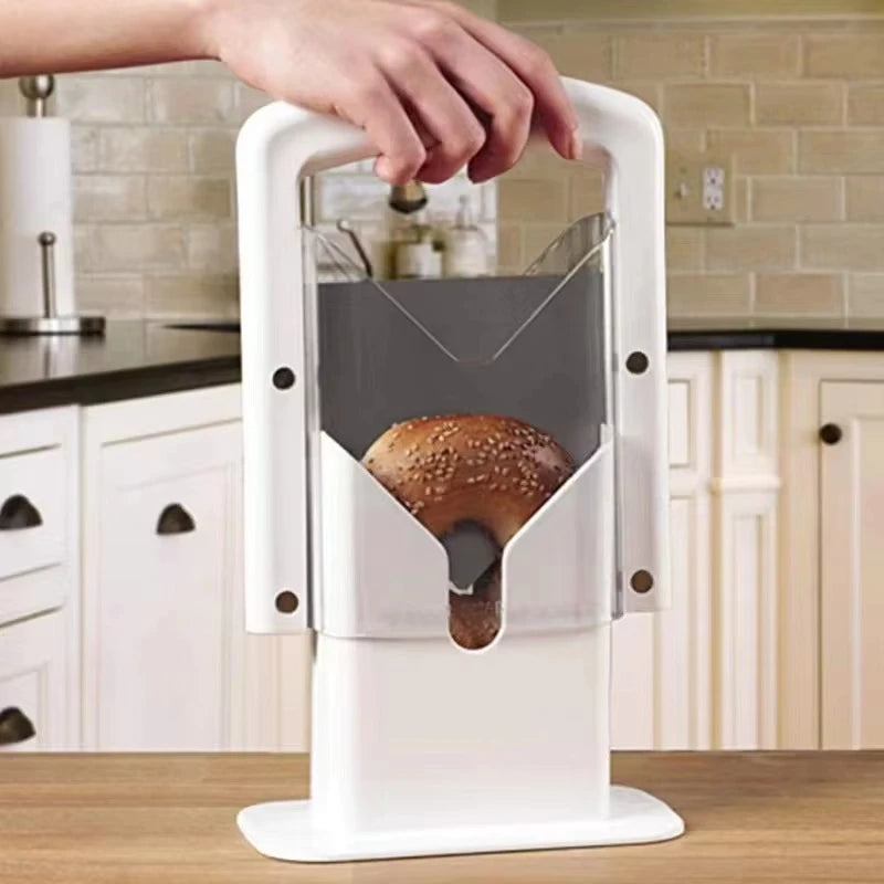 Original Bagel Guillotine Slicer Stainless Steel Blade Slicer Kitchen Baking Tools for Muffins, Rolls, Buns with Serrated Blade - PuriLite