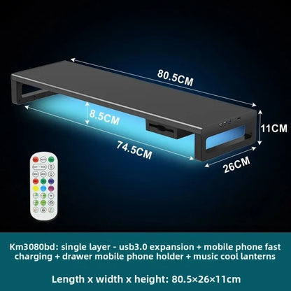 🖥️ Purilite Select™ Metal Monitor Riser with Dual-Layer Drawer & Wireless Charging - PuriLite
