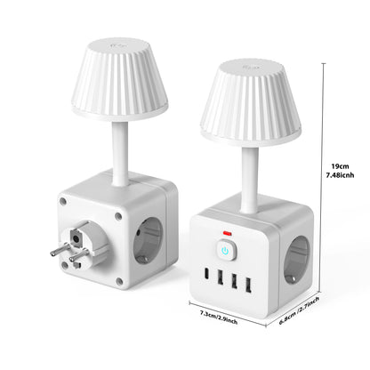 Purilite Select 3-Outlet Power Strip – Power Strip with Adjustable Brightness Desk Lamp & Tabletop Charging Station – 3 USB-A & 1 USB-C Ports – Surge Protection - PuriLite