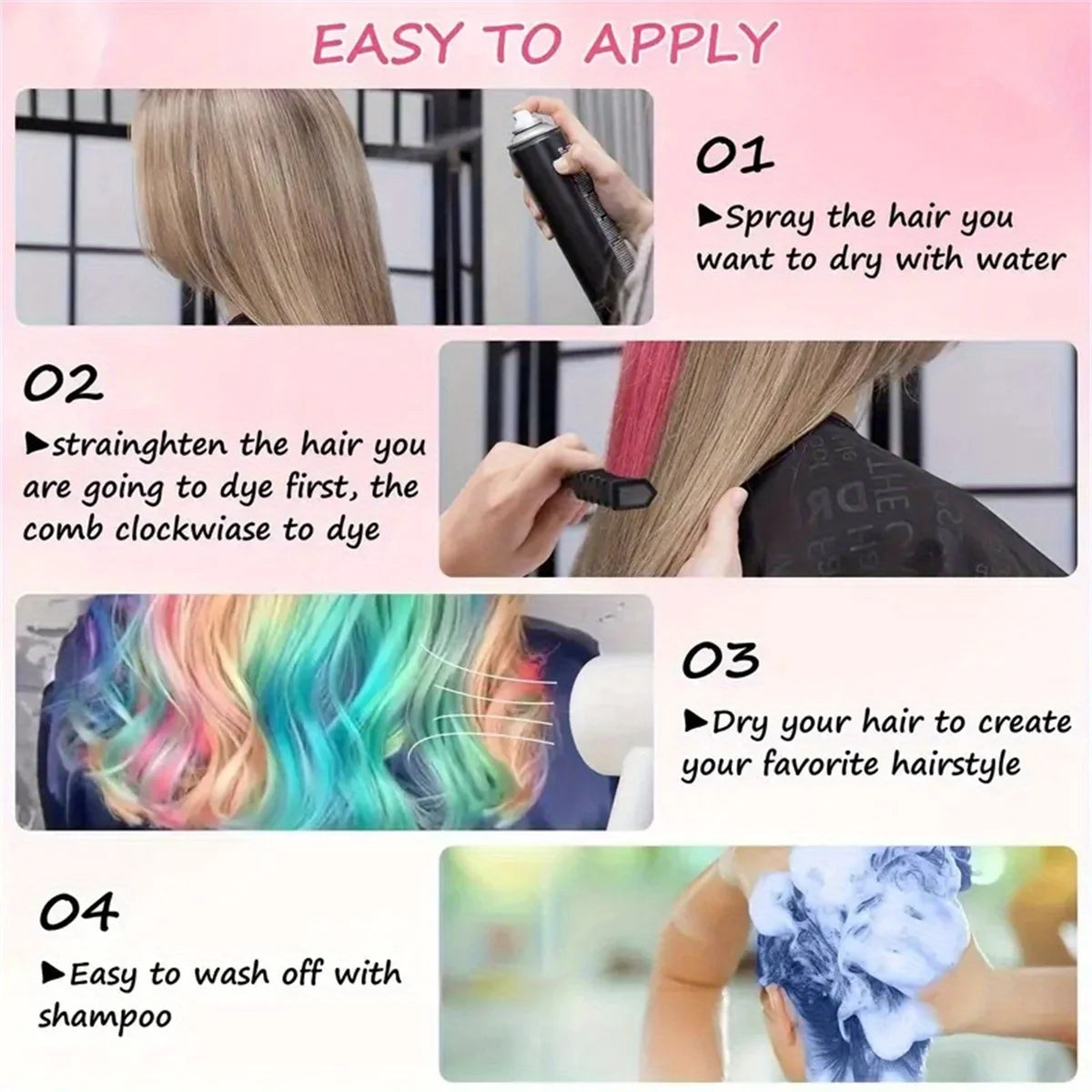 Purilite Select Temporary Hair Dye Chalk Set – Chalk Comb Hair Color with 10 Vibrant Colors – Washable Non-Toxic Quick Hair Coloring Kit for Kids & Adults - PuriLite