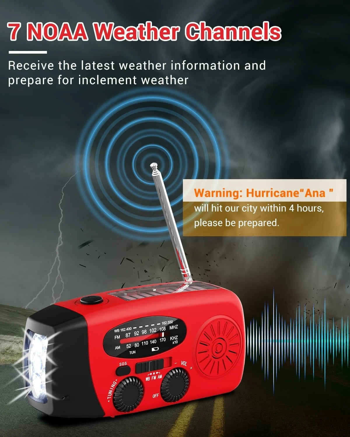 Purilite Select Portable Multifunctional Hand Crank Dynamo Solar Powered Weather Radio - PuriLite