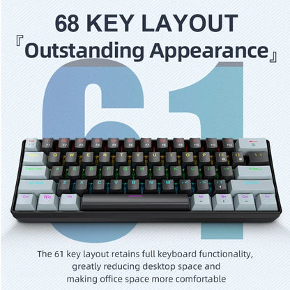 Purilite Select K61 Mini Wired Mechanical Keyboard – 60% Layout, RGB Backlit, Hot-Swappable - PuriLite