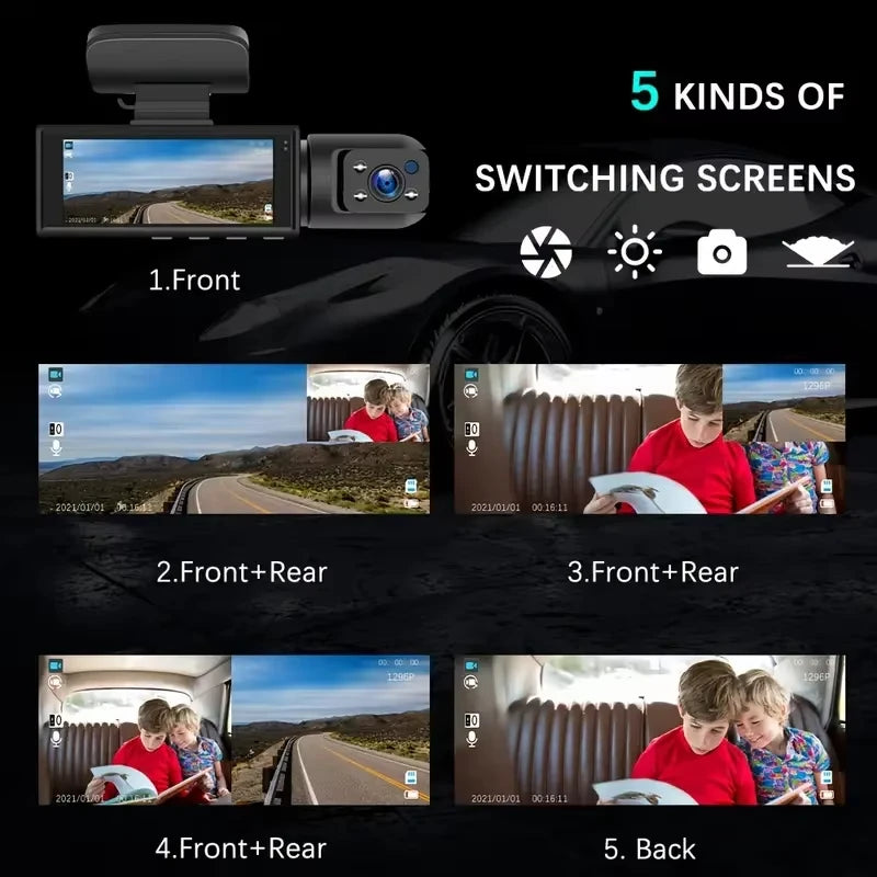 Purilite Select 1080P Dual Lens Dash Cam for Cars with IR Night Vision & Wide Angle - PuriLite