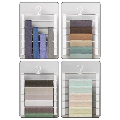 Purilite Select Multi-Layer Pants Hanger Space Saving Closet Organizer Foldable Trousers Rack with Non Slip Clips for Wardrobe Storage