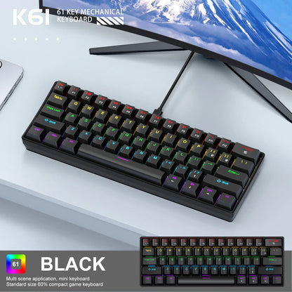 Purilite Select K61 Mini Wired Mechanical Keyboard – 60% Layout, RGB Backlit, Hot-Swappable - PuriLite