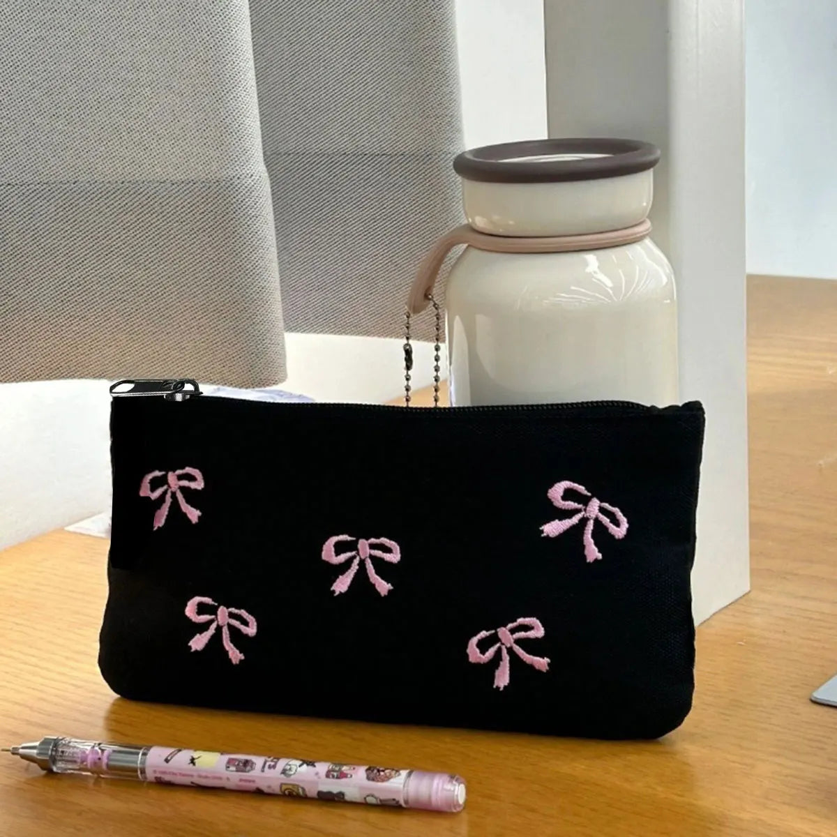Purilite Select Black Bow Embroidery Pen & Cosmetic Bag - PuriLite