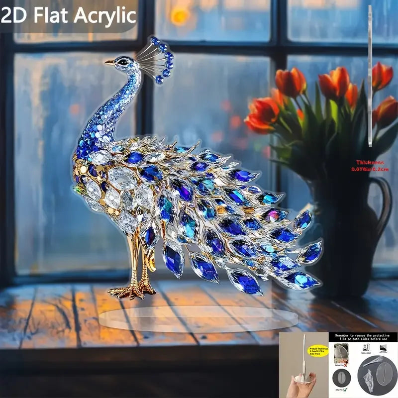 Purilite Select Luxurious Crystal Peacock Ornament – Elegant Acrylic Sculpture for Home, Office & Event Decor - PuriLite