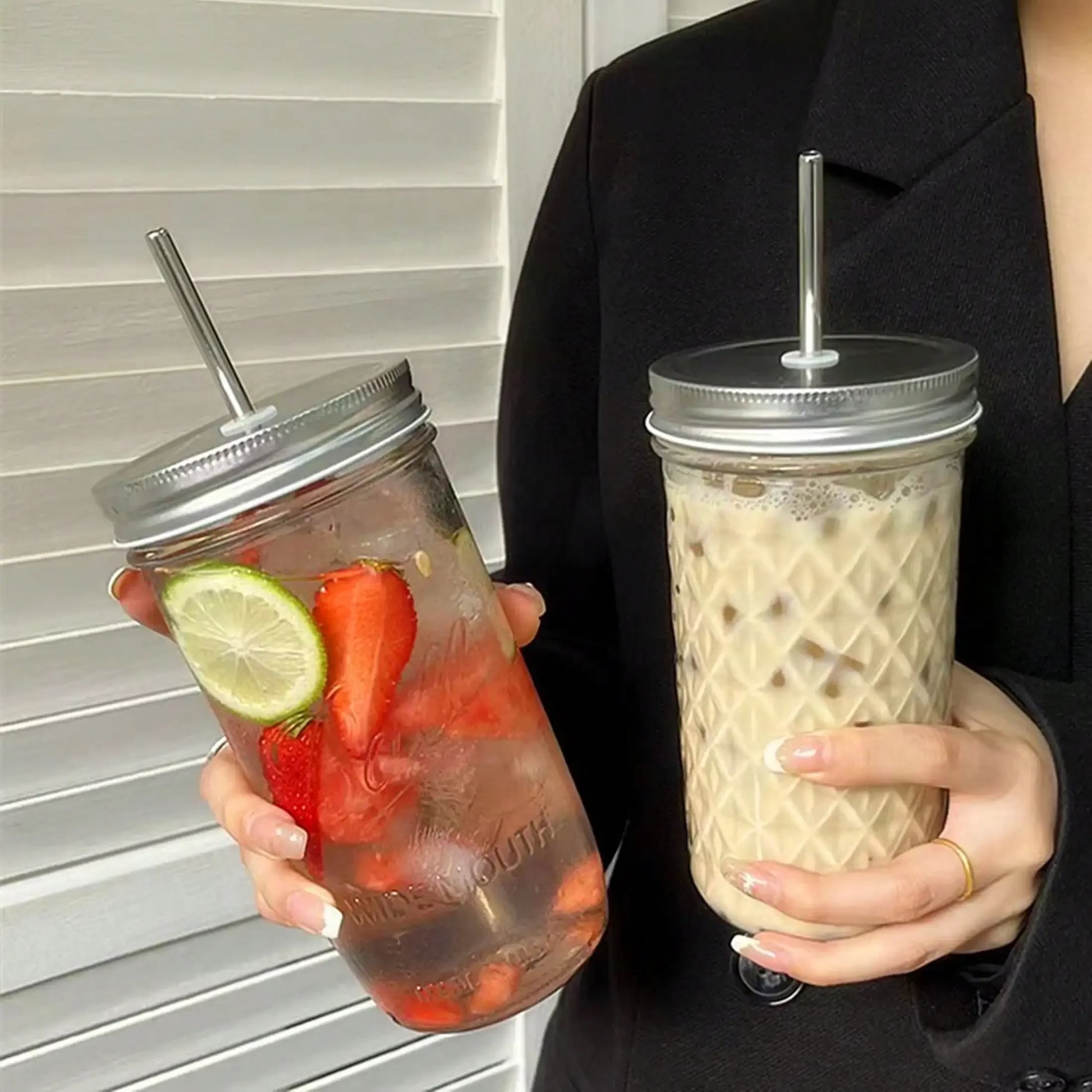Purilite Select™ Ins Style Clear Glass Cup with Straw &amp; Lid – Large Capacity - PuriLite