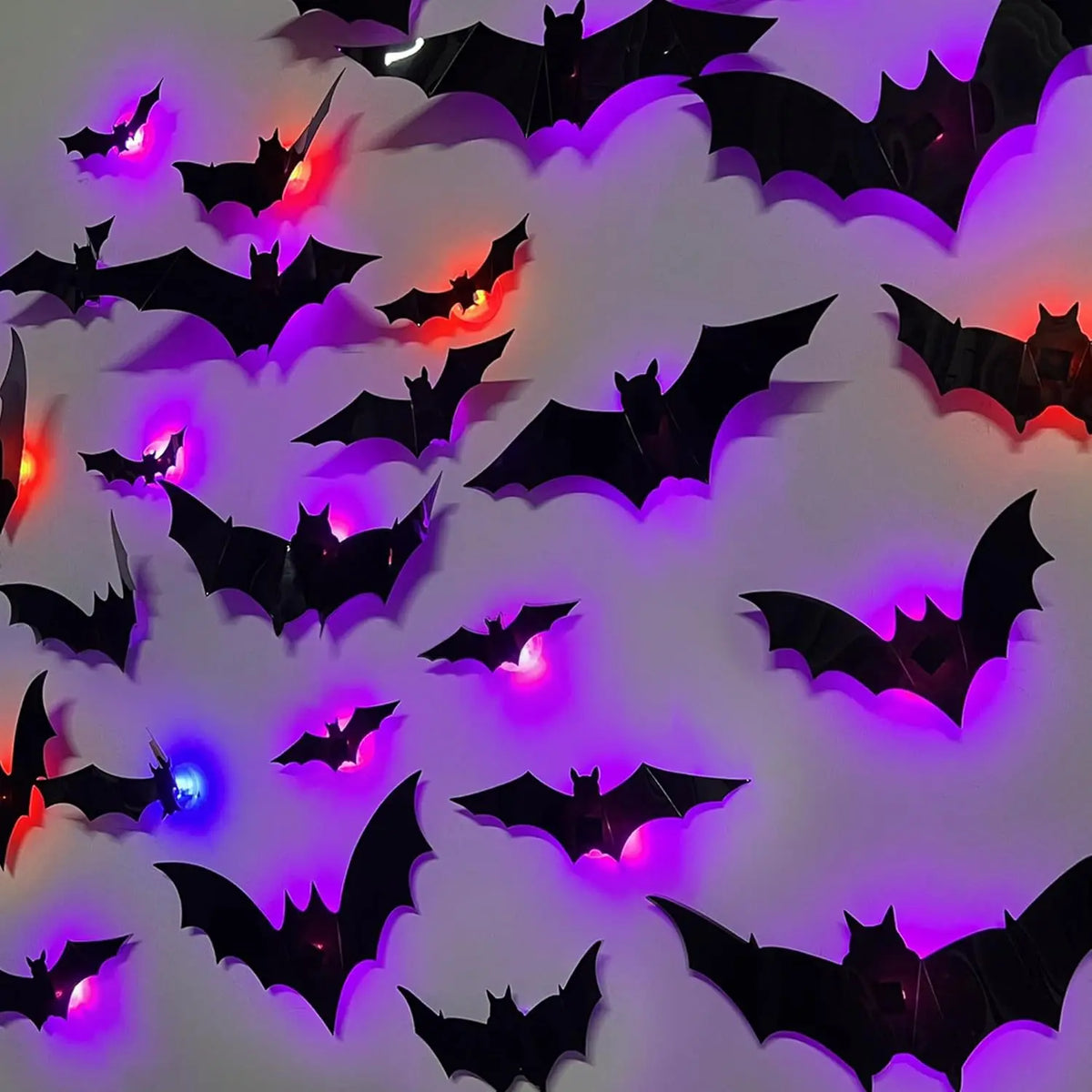 Purilite Select 3D Halloween Bat & Spider Night Light – Purple/Green LED Wall Stickers | Self-Adhesive Spooky Décor for Halloween Party & Home Decoration - PuriLite