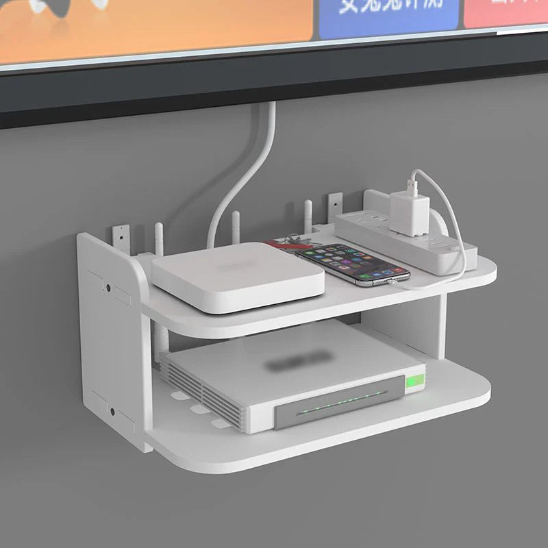Purilite Select Multi-Layered Router Shelf – Easy Install WiFi Router Hanging Shelf – Multipurpose Floating Storage Rack – Wall Mounted Cable-Hiding Organizer - PuriLite